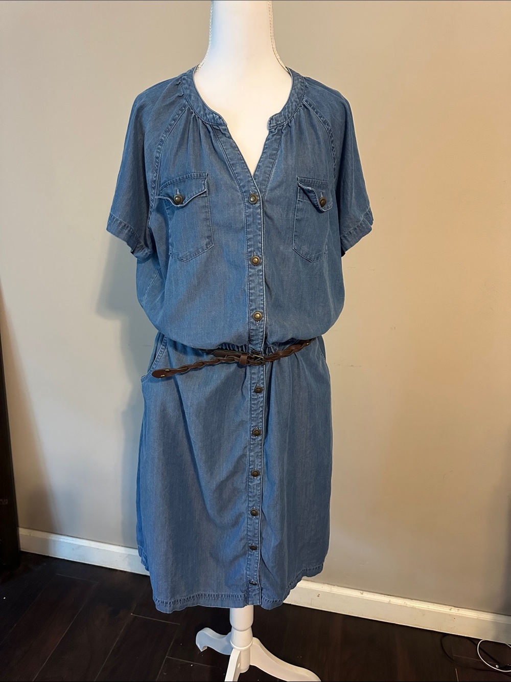 Charter Club Blue Denim Midi Shirt Dress